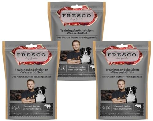 Fresco Martin Rütter Trainingsknöchelchen Wasserbüffel | 3 x 150 | Natürlicher Monoproteinsnack aus Wasserbüffelfleisch | Leckerer Snack für Hunde von Fresco