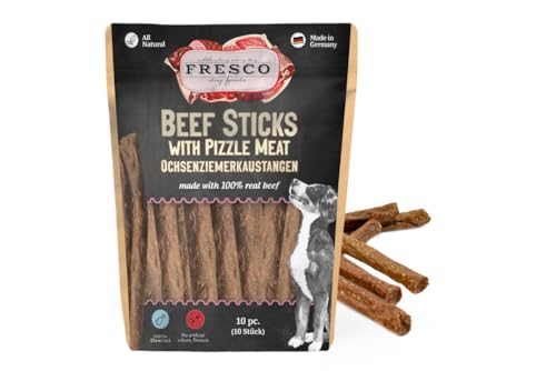 Fresco Ochsenziemerkaustangen 25 cm | 10 Stück | Ergänzungsfuttermittel für Hunde | Natürlicher Snack aus frischer Rinderkopfhaut und Ochsenziemer | Wiederverschließbar Fresco Ochsenziemerkaustangen 25 cm | 10 Stück | Ergänzungsfuttermittel für Hunde | Natürlicher Snack aus frischer Rinderkopfhaut und Ochsenziemer | Wiederverschließbar von Fresco
