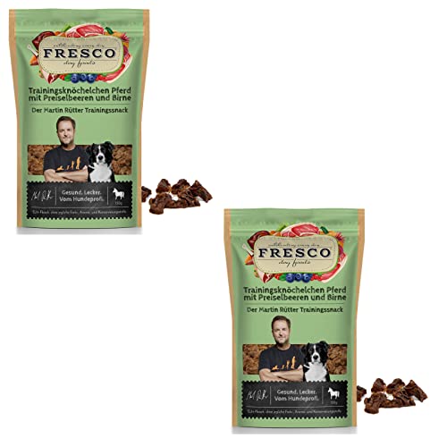 Fresco - Trainingsknöchelchen Pferd mit PREISELBEERE und Birne für Hunde - Doppelpack - 2 x 150g von Fresco