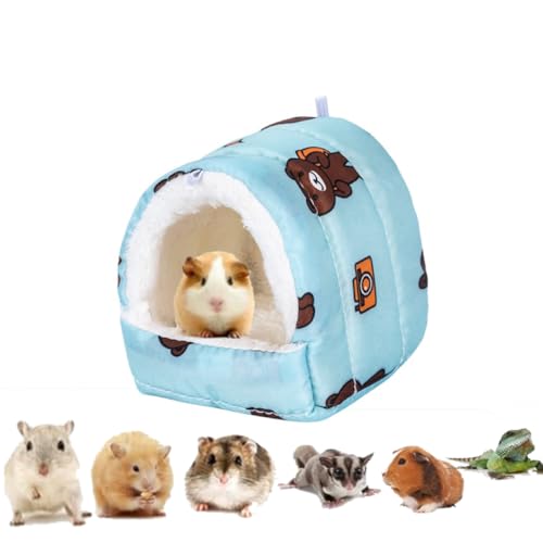Freshnestart Warmes Hamsterbett zum Aufhängen, niedliches Spielzeugnest für kleine Tiermäuse, Zuckergleiter, Chinchilla, Dwraf-Hamster, ausgefallene Maus, Blau von Freshnestart