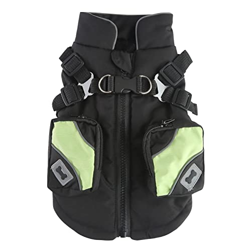 Frestepvie Hunde Jacke mit Taschen Winter Innenfleece Mantel Winddicht Weste reflektierend Hundekleidung Reißverschluss von Frestepvie