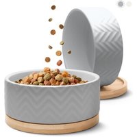 Freudentier Hundenapf aus Keramik mit Bambus-Boden - 990ml Fassungsvermögen grau von Freudentier