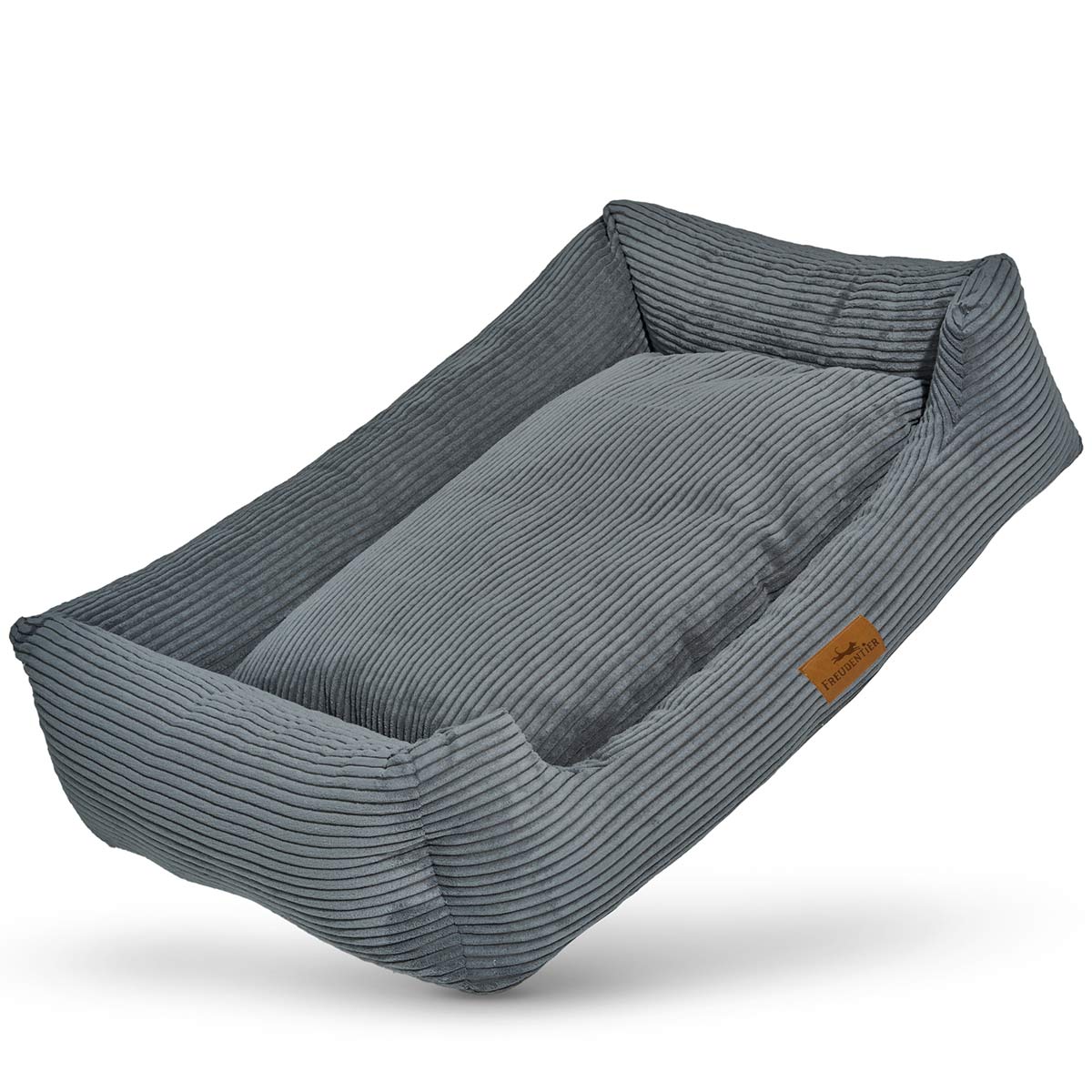 Freudentier orthopädisches Hundebett Cord grau L von Freudentier