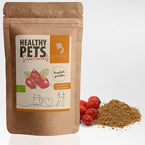 Freund&Pfote Healthy Pets Bio Hagebuttenpulver Hund und Katze | gemahlene Hagebutten für Hunde und Katzen - artgerechtes Einzelfuttermittel | 100% Bio Hagebuttenpulver plastikfrei verpackt (500 Gramm) von Freund & Pfote