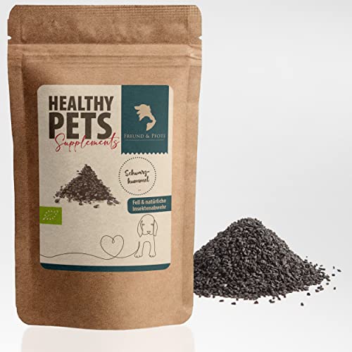 Freund & Pfote Healthy Pets Bio Schwarzkümmel Hund | Naturprodukt Einzelfuttermittel für Hunde | ganzer Schwarzkuemmel | 100% natürlich und plastikfrei verpackter schwarzer Kümmel (1000 Gramm) von Freund & Pfote