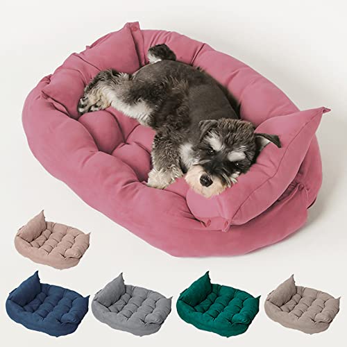 Freyamy Hundebett Faltbare Mehrzweck Hundebett für Kleine Hunde und Katzen Waschbar Hundebett Wandelbares Indoor Hundebett Multifunktionale Rosa Hundebett Flauschig Katzenbett Hundebett S von Freyamy