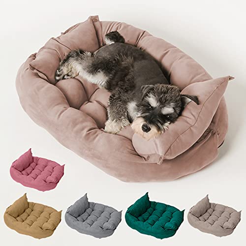Freyamy Hundebett Faltbar Waschbar für Kleine und Mittelgroße Hunde - Multifunktionales Wandelbares Mehrzweck Hundesofa Hundekissen in Hellrosa von Freyamy
