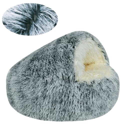 Freyamy Hundebett Katzenbett Rund Halb Geschlossener mit Kapuze Kleine Hunde Mittelgroß Hunde Haustierbett Waschbar rutschfest Hundebetten Lang Plüsch Verdicktes Warmes Hundekorb Grau Ø70CM Freyamy Hundebett Katzenbett Rund Halb Geschlossener mit Kapuze Kleine Hunde Mittelgroß Hunde Haustierbett Waschbar rutschfest Hundebetten Lang Plüsch Verdicktes Warmes Hundekorb Grau Ø70CM von Freyamy