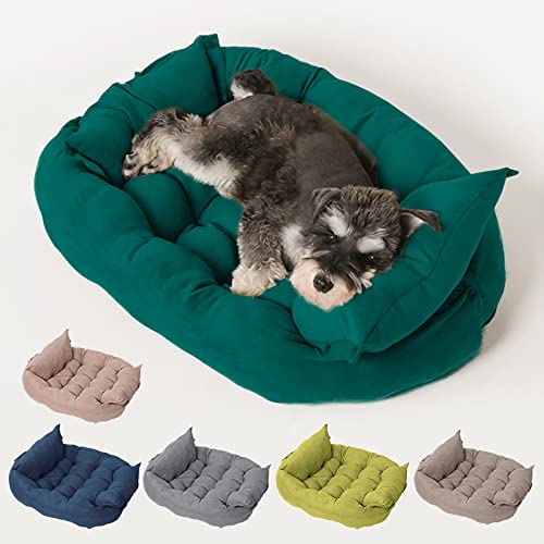 Freyamy Hundebett Waschbar Faltbar für Mittelgroße Hunde L - Wandelbares Multifunktionales Mehrzweck Indoor Flauschiges Hundesofa Dunkelgrün von Freyamy