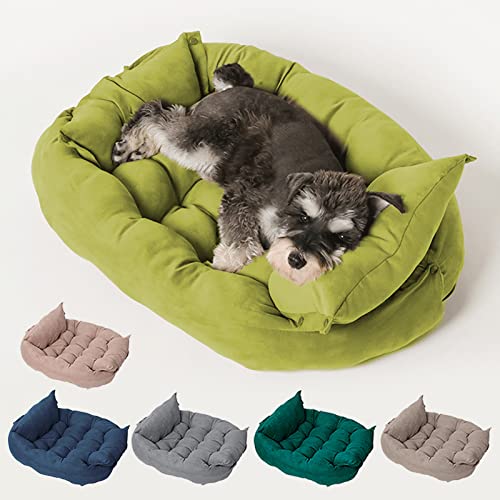 Freyamy Hundebett Waschbar Multifunktionale Hundebett Große Hunde XL Hundebett Faltbare Mehrzweck Hundebett Wandelbare Indoor Hundebett Flauschig Hundesofa Hundekissen Hundebett Grün von Freyamy