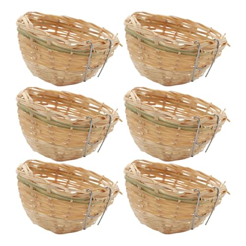 Brutnest – Stroh-Vogelnest, 10 cm, gewebtes Vogelhaus, 6 Stück, handgefertigtes Laichnester aus Holz, mit flachem Boden, Haken-Design, gewebtes Zuchtbett für Kolibris, Terrasse, und von Frfik