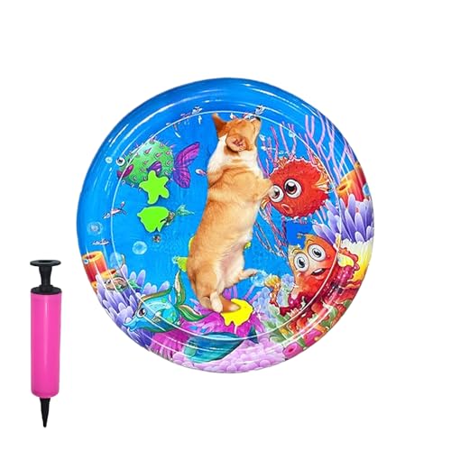 Frfik Katzen Wasserbett Spielmatte - Sensorik Wasser Pad mit aufblasbarer Pumpe | 65 cm Haustier Kühlkissen für Zuhause und Outdoor bei Indoor Boden Beschäftigung von Frfik