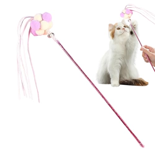Frfik Katzenspielzeug, Teaser-Stick für Katzen | Teaser-Spielzeug für Katzen mit Glocke – Begleiter für Haustiere mit bunten Fransen für Zuhause, den Arbeitsbereich von Frfik