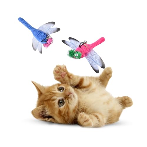 Frfik Katzenstab-Spielzeug – 5 Stück Libellen-Katzen-Teaser-Ersatz, Plüsch-Katzenfeder-Spielzeug – hängende Schnur, interaktiver Katzen-Teaser-Zauberstab-Aufsatz für Indoor-Katzen Frfik Katzenstab-Spielzeug – 5 Stück Libellen-Katzen-Teaser-Ersatz, Plüsch-Katzenfeder-Spielzeug – hängende Schnur, interaktiver Katzen-Teaser-Zauberstab-Aufsatz für Indoor-Katzen von Frfik
