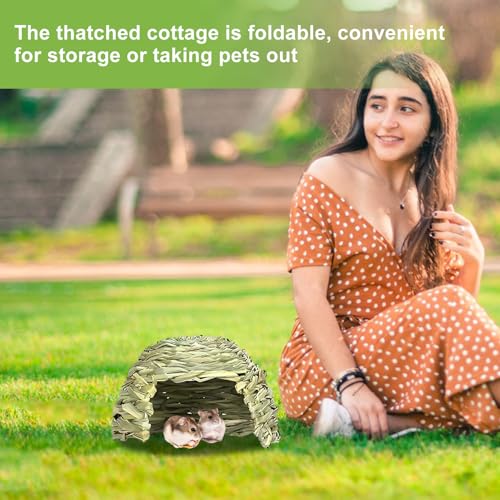 Grashaus für Kaninchen - Bunny Grass House | Schwein Chinchilla Ferret | 11,4 Zoll Guinea Pet Nest Box, Chew-Safe Shelter, Nodent Playhouse Nook, umweltfreundliche Matte für Kleintiere Innenkomfort von Frfik