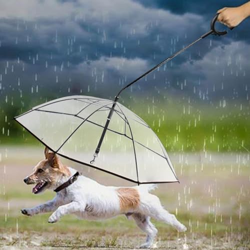 Hunde-Regenschirm, Haustier-Regenschirm mit Kette, Hund, Regen, Schnee, Tag, Spazierengehen, transparenter Haustier-Regenschirm mit Leine, Hunde-Regenjacke, winkelverstellbarer Hundeschirm für Hunde-Regenschirm, Haustier-Regenschirm mit Kette, Hund, Regen, Schnee, Tag, Spazierengehen, transparenter Haustier-Regenschirm mit Leine, Hunde-Regenjacke, winkelverstellbarer Hundeschirm für von Frfik