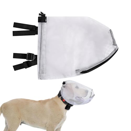 Hundefeldnetz - Hundekopfschutz Atmungsfreie Mesh -Kapuze - Leichte Nylon -Hundemaske mit Reißverschluss - verhindert Lecken, schützt Gesicht und Ohren - ideal für Wandern, Camping und von Frfik