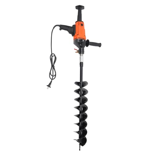 Fridgestea Elektro Erdbohrer, Erdlochbohrer Pfahlbohrer Gartenbohrer, 1900 W Leistung | 120 mm Bohrer | Bohrerlänge 800 mm | 1000 U/min von Fridgestea