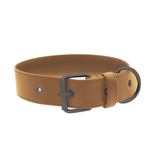 FriedaGreen Hundehalsband – Hochwertig & Farbecht, Robust & Langlebig, Fellschonend & Hypoallergen, Wasserfest, Apfel-Leder, Ultraleicht, Braun – sehr Große Hunde von Friedagreen