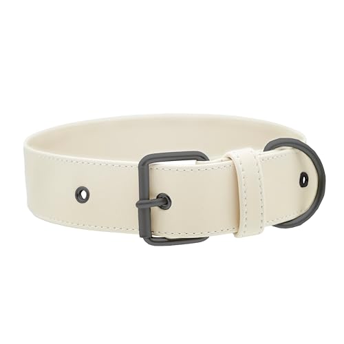 FriedaGreen Hundehalsband – Hochwertig & Farbecht, Robust & Langlebig, Fellschonend & Hypoallergen, Wasserfest, Apfel-Leder, Ultraleicht, Weiß – Mittel-Große kleine Hunde von Friedagreen