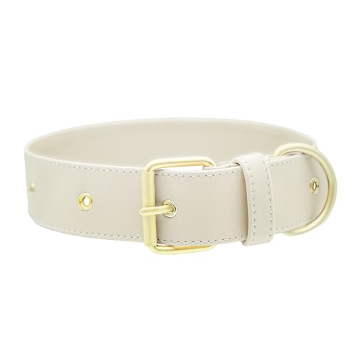 FriedaGreen Hundehalsband – Hochwertig & Farbecht, Robust & Langlebig, Fellschonend & Hypoallergen, Wasserfest, Apfel-Leder, Ultraleicht, Weiß – Kleine Hunde von Friedagreen