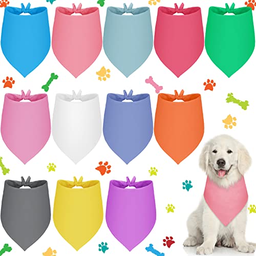 12 Stück Sublimations-Hundehalstücher, einfarbig, groß, verstellbar, Valentinstag, Welpenhalstuch, Wärmeübertragung, waschbar, mittelgroße Haustiere (frische Farbe, 64x43x43 cm) von Frienda