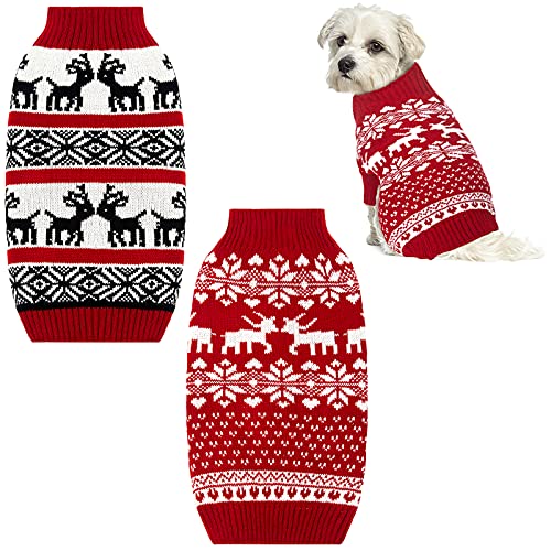 2 Stück Hund Urlaub Rentier Kleidung Schneeflocke Hund Pullover Weihnachten Rot Hundekleidung Weihnachten Hund Kleidung für Hunde Haustiere Katzen Welpen Weihnachten Neujahr (Medium) von Frienda