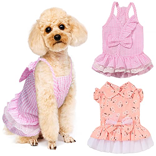 2 Stück rosa Haustierröcke Hund Prinzessin Kleider Welpen Kleid Sommer Haustier Kleidung Niedlich Haustier Kleider für Hund Katze tragen Dekor (M) von Frienda