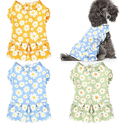 3 Stück Hundekleid Niedlich Haustier Tutu Kleid Daisy Blume Welpen Kleider Hund Prinzessin Rock für Mädchen Kleine Hunde (Größe M) von Frienda