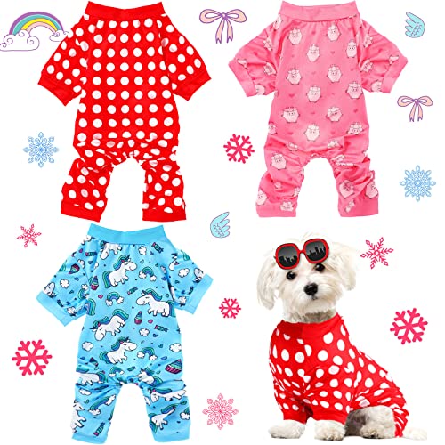 3-teiliger Schlafanzug für kleine Hunde, Einteiler für kleine Welpen, mittelgroße Hunde, süße Haustierkleidung, Pyjamas, Katzen, Mädchen und Jungen, 3 Stile (Medium) von Frienda