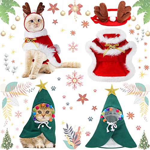 3-teiliges Haustier-Weihnachtskostüm-Set enthält Welpen-Katzenumhang mit Stern und Pompons, Kätzchen, Hund, Geweih, Stirnband, Haustier-Rentier, Umhang mit Glocke, Haustier-Weihnachtskostüm-Zubehör von Frienda