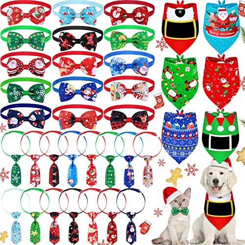 36-teiliges Weihnachts-Hunde-Halstuch- und Haustier-Krawatten-Set beinhaltet 6 Hunde-Dreieck-Halstücher und 15 Weihnachts-Hundehalsbänder, Schneemann, Haustierpflege-Zubehör für Hunde und Katzen von Frienda