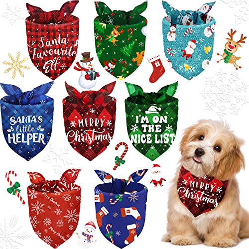 8 Stück Weihnachten Hund Bandanas Haustier Bandanas Schneemann Schneeflocke Haustier Halstuch Dreieck Hund Schal Verstellbar Waschbar Hunde Lätzchen für Haustier Kostüm (17 x 17 x 25 Zoll) von Frienda