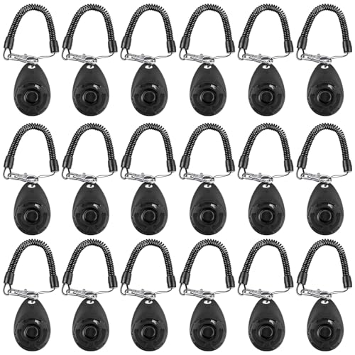 Frienda 18 Stück Hundetraining Clicker, Haustier Verhaltenstraining Clicker mit Handschlaufe für Hunde Katzen Welpen Vögel Pferde (Schwarz) von Frienda