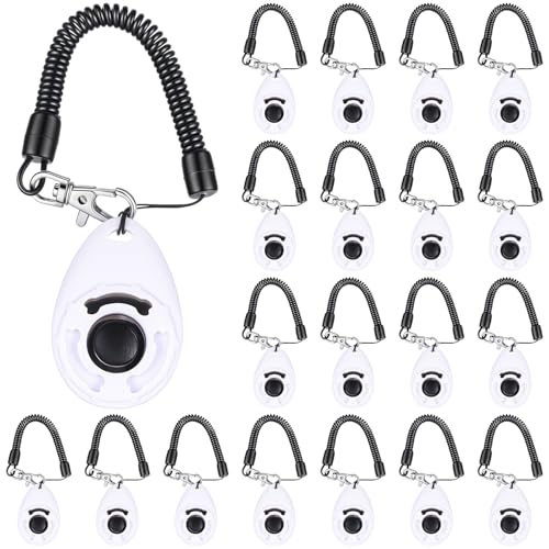 Frienda 18 Stück Hundetraining Clicker, Haustier Verhaltenstraining Clicker mit Handschlaufe für Hunde Katzen Welpen Vögel Pferde (Weiß) von Frienda