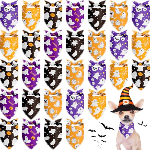 Frienda 30 Stück Halloween-Hundehalstücher für Hunde, weiches Halstuch, Dreieckstuch für kleine, mittelgroße und große Haustiere, Halloween-Party-Dekoration Frienda 30 Stück Halloween-Hundehalstücher für Hunde, weiches Halstuch, Dreieckstuch für kleine, mittelgroße und große Haustiere, Halloween-Party-Dekoration von Frienda