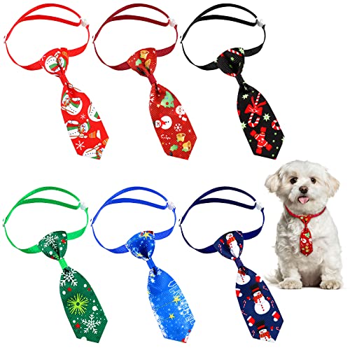 Frienda 6 Stück Weihnachts-Hunde-Krawatten verstellbar kleine Haustiere Fliege Xmas Welpen Krawatten für Weihnachten Festival Hundepflege Zubehör von Frienda