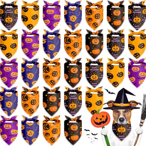 Frienda Halloween-Hundehalstücher, Kürbis-Halstücher für Hunde, weiches Halstuch-Set, Lätzchen, Dreieckstuch für kleine, mittelgroße und große Haustiere, Halloween-Party-Dekoration, 30 Stück Frienda Halloween-Hundehalstücher, Kürbis-Halstücher für Hunde, weiches Halstuch-Set, Lätzchen, Dreieckstuch für kleine, mittelgroße und große Haustiere, Halloween-Party-Dekoration, 30 Stück von Frienda