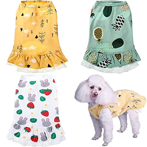 Haustier-Sommerkleider, Welpenrock, Haustierkleidung, süßes Hundekleid, Hundebekleidung für kleine Hunde und Katzen (groß, grün, weiß, gelb) von Frienda