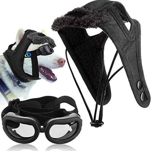 Hunde-Pilotenhüte mit Ohrlöchern und Hunde-Sonnenbrille, Hunde- und Katzen-Winter-Ohr-Hut, klassische Haustier-Leder-Tapper-Mütze mit verstellbarem Kinnriemen für kleine Hunde von Frienda