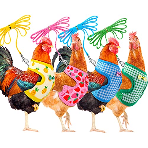 Verstellbares Hühner-Geschirr mit Leine, elastisch, bequem, mit passendem Gürtel, atmungsaktiv, Fruchtdruck, Entengeschirr-Set für Huhn, Ente, Gans, Training, Spazierengehen, 4 Stück Verstellbares Hühner-Geschirr mit Leine, elastisch, bequem, mit passendem Gürtel, atmungsaktiv, Fruchtdruck, Entengeschirr-Set für Huhn, Ente, Gans, Training, Spazierengehen, 4 Stück von Frienda