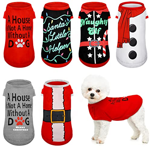 Weihnachtshemd für Hunde, bedruckt, Weihnachtsmann, Schneemann, Welpen-Kostüm, niedlich, für kleine und mittelgroße Hunde, Katzen, Haustiere (klein) von Frienda