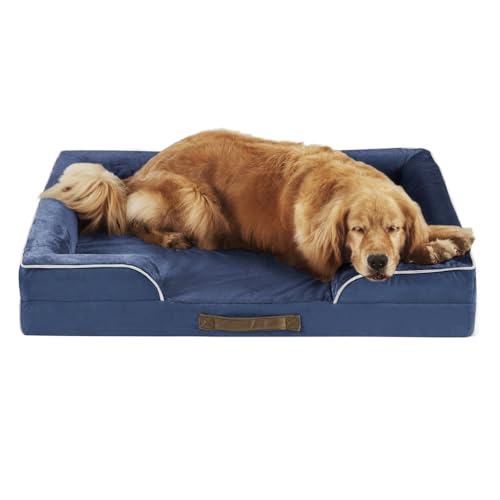 Friends Forever Orthopädisches Hundebett, Nackenrolle, Hundebett mit Memory-Schaum, Haustier-Couch und abnehmbarem, waschbarem Bezug, Ally Navy, 42 x 32 x 7 cm von Friends Forever