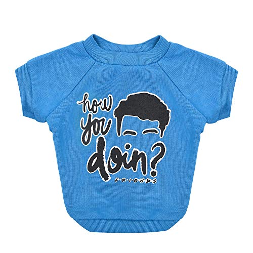 Friends TV Show How You Doin Hunde-T-Shirt in Blau | Weiches Hundeshirt, maschinenwaschbares Pull-Over-Hunde-T-Shirt, leicht und halbdehnbar | Größe M für alle mittelgroßen Hunderassen von Friends the TV Show