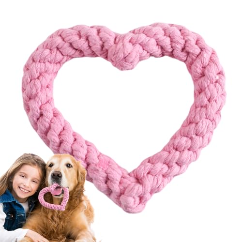 Frifer Hunde-Kauspielzeug, kreatives herzförmiges Seil-Kauspielzeug, lustiges, schönes Kauspielzeug für Haustiere zum Valentinstag, Kauspielzeug aus Baumwolle, Haustier-Zahnreinigung von Frifer