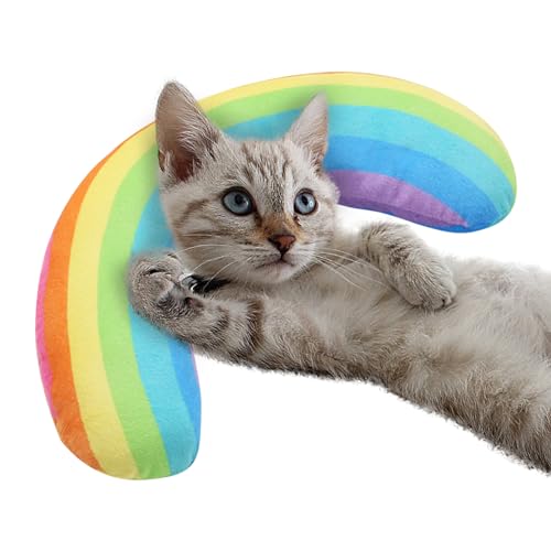 Frifer Katzen-Beruhigungskissen – Regenbogen-Katzenspielzeug, Katzenbett, Katzenbett mit Halswirbelschutz, langlebiges Wurfspielzeug, waschbar und beruhigend für Decke und Tragetasche von Frifer