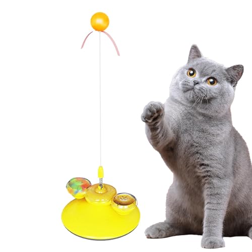 Frifer Katzen-Selbstspielspielzeug | Katzenspielzeug mit Schnur für Wohnungskatzen | 360-Grad-Drehung, Katzenminze-Ball und Katzen-Teaser, aktives Katzenspielzeug für Hauskatzen, Haustierübung von Frifer