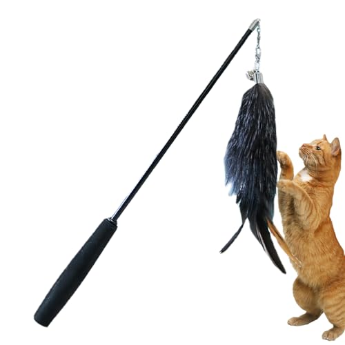 Frifer Katzen-Zauberstab-Spielzeug, Katzen-Angelrute-Spielzeug - Teaser Wand Katzenspielzeug Interaktives Katzenspielzeug mit Glocke | Lustiger Rutschfester Kätzchen-Zauberstab, elastisches von Frifer