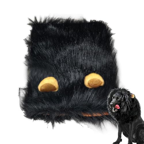 Frifer Löwenmähne-Perücke mit Ohren, Hundekostüme Löwenmähne, Lustige Hundekostüme Mähne mit Ohren, Urkomisches Haarkostüm für Haustiere, Hunde-Cosplay-Outfit, verstellbares Haustier-Kostüm für kleine von Frifer