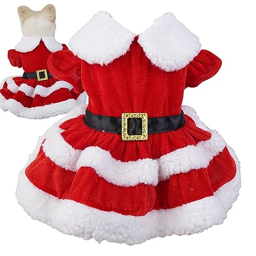 Hund Weihnachten Outfit | Hund Weihnachtskostüm Weihnachtsmann Baumwolle Welpenkleid | Weihnachtsmann Hund Katze Warme Weihnachtsmantel, Hund Neujahr Kostüme für Weihnachten Urlaub Frifer von Frifer
